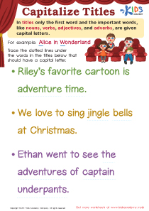 Capitalizing Titles Worksheet: Free Printable for Kids